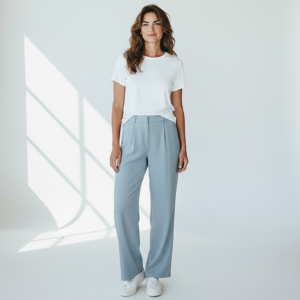Light Blue Wide-Leg Trousers – Size L - Picture 3 of 14